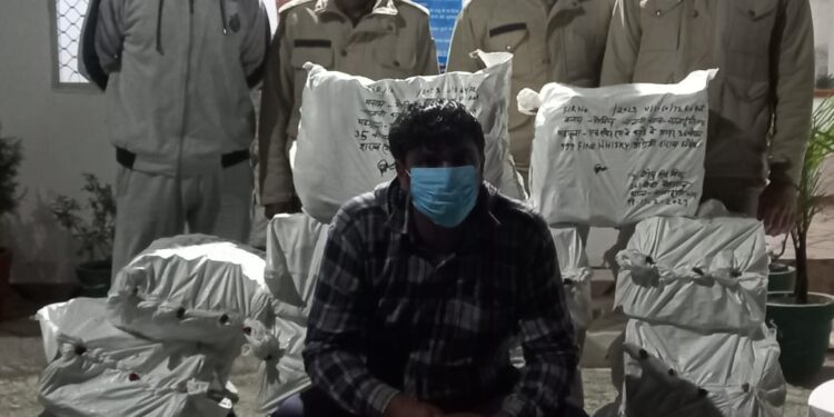 चण्डीगढ ब्रांड की अंग्रेजी शराब तस्कर पुलिस ने किया गिरफ्तार……
